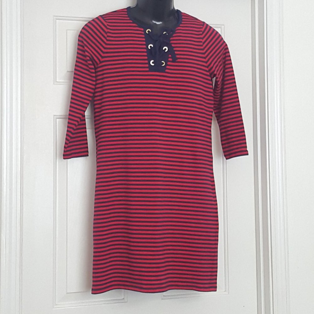 New Michael Kors Nautical Striped Dress Womens Size XS Red Blue Short